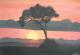 Sonnenaufgang in Kenia - Barbara Lohninger - Acryl auf Papier - Himmel-Sommer-Sonne - 