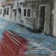 rote bank eine rote Bank in Venedig - daniela reifenrath - Acryl-Mischtechnik auf Leinwand -  - 