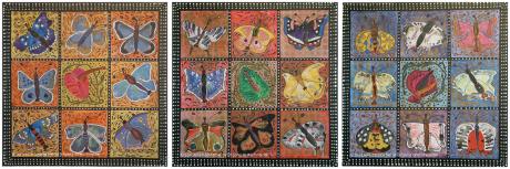 Butterflies on Yeellow, Red, Blue (3erKombination) - Wolfgang Bretschneider -  auf  - Array - 