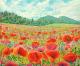 Teufelsmauermohn - Fred Hahn - Ãl auf Leinwand - Berge-Himmel-Wald-Wiese-Wolken - GegenstÃ¤ndlich