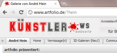 eine eigene URL zu Ihrer Künstlerseite bei Artfolio